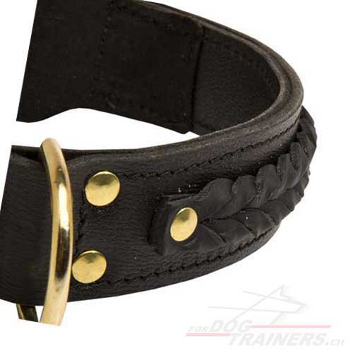 Collier en cuir noir pour chien