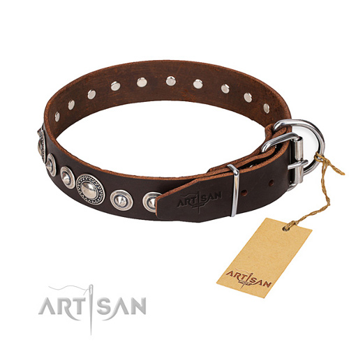 braunes Leder Hundehalsband artisan