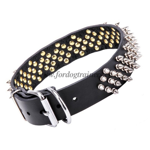hundehalsband leder breit handgemacht
vernickelte spikes
