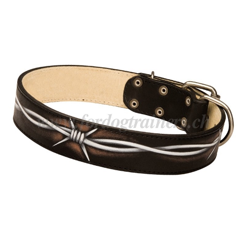 halsband Leder mit Stacheldraht Muster
