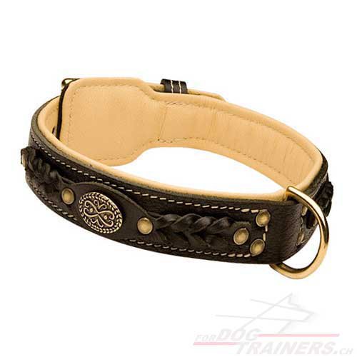 Nappaleder Halsband mit Zopf