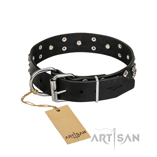  Leder Hundehalsband schwarz artisan