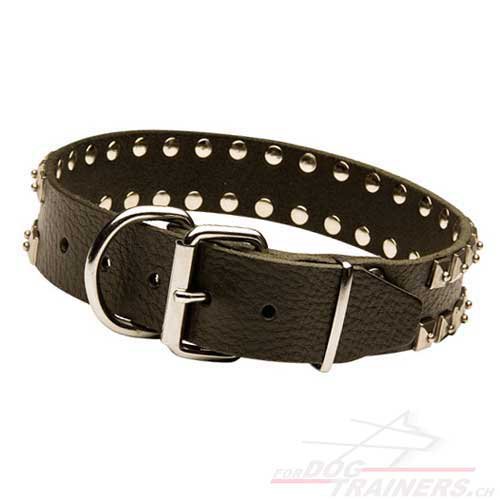 leder nietenhalsband breites genf
