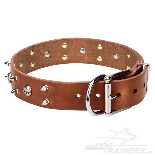lederhalsband hund totenkopf handgemacht