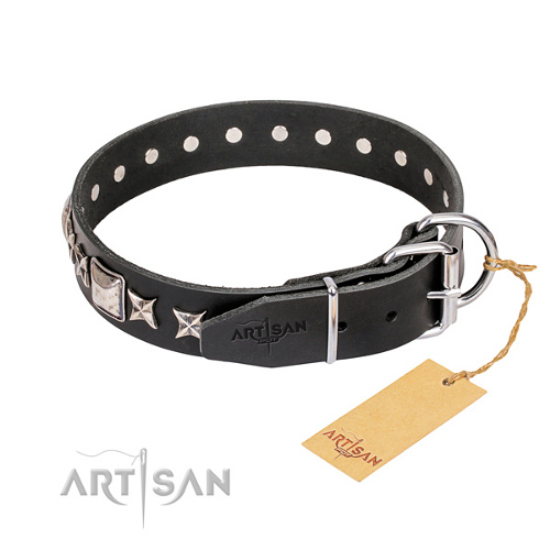  Leder Hundehalsband schwarz artisan