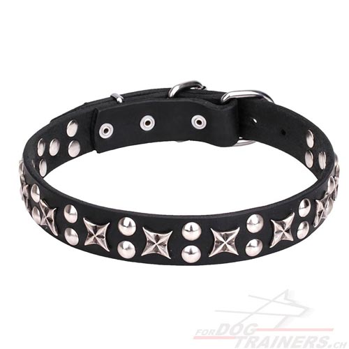 Breites Halsband mit verchromten Sternen schweiz