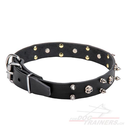 halsband hund totenkopf handgemacht