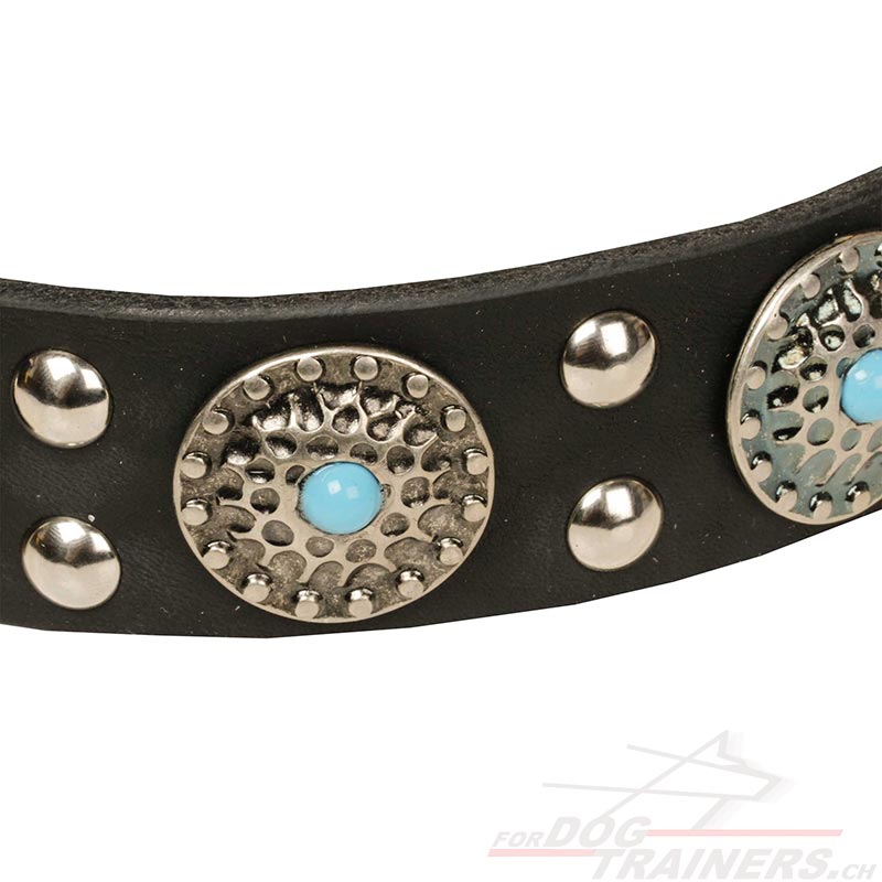 bulldoggen halsband Halsband aus Leder mit Französische Bulldogge Elfenbein von MAUL main image 0