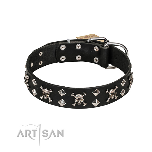 Halsband Leder Schwarzes totenkopf von FDT Artisan