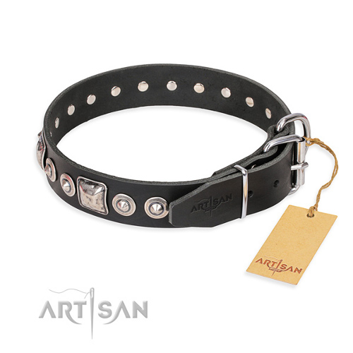  Leder halsband schwarz artisan