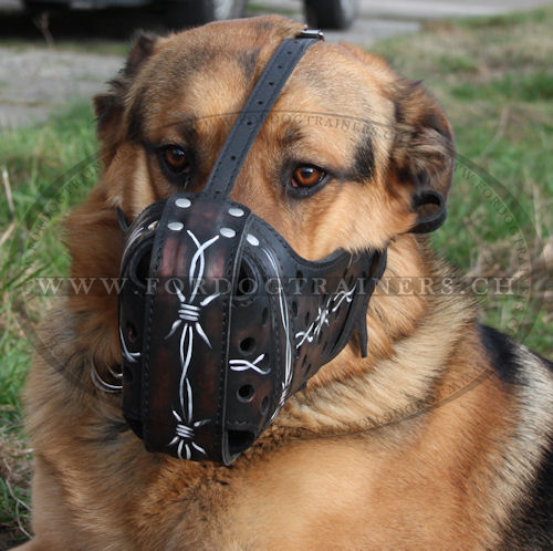 bemalter ledermaulkorb fr
schferhunde