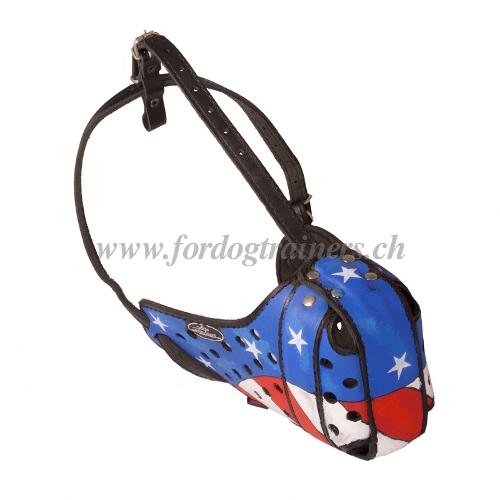 leder Hundemaulkorb, bemalter maulkorb dobermann
