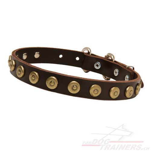 genietetes leder hundehalsband messing schmuck